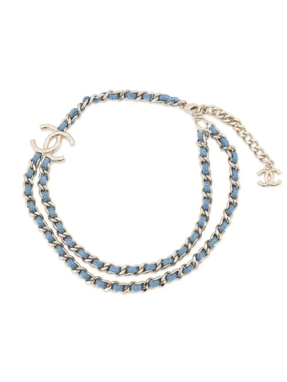 Chanel Necklace CC Logo Charm Denim B 25 P Choker